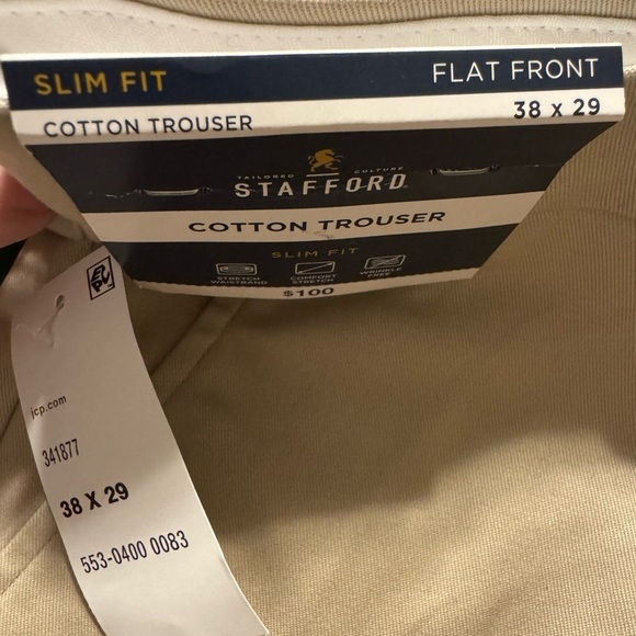 Stafford Slim Fit Cotton Trousers 38x29 - Picture 9 of 11
